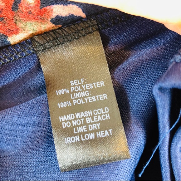 Lulus floral dress size Small navy and orange cold shoulder shifting dear NWT - Picture 10 of 10